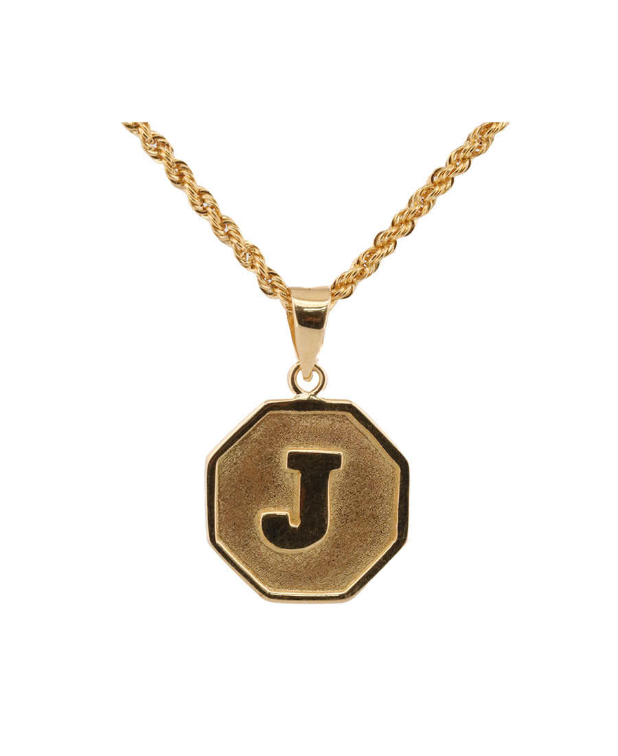 Gold Letter J Pendant Necklace – 2g Octagon Design | Bigeasy Jewellers